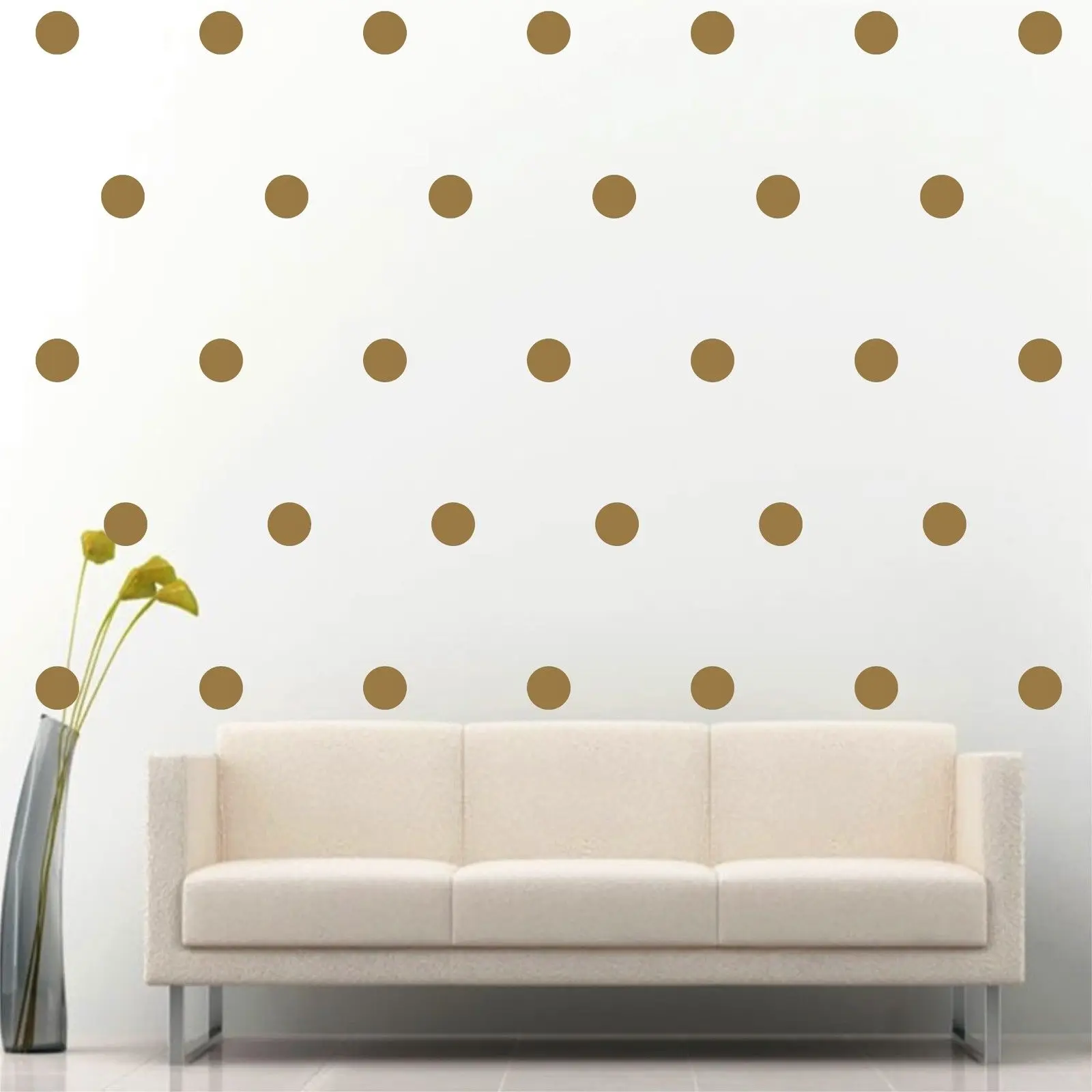 D529 Set of 33 Gold Polka Dot Circle Wall Decal Vinyl Sticker Pattern