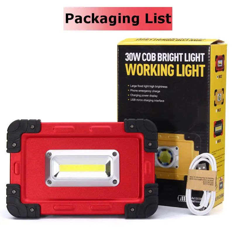 30W USB LED Portable Rechargeable Flood Light Work Camping Tent Outdoor Lamp h j