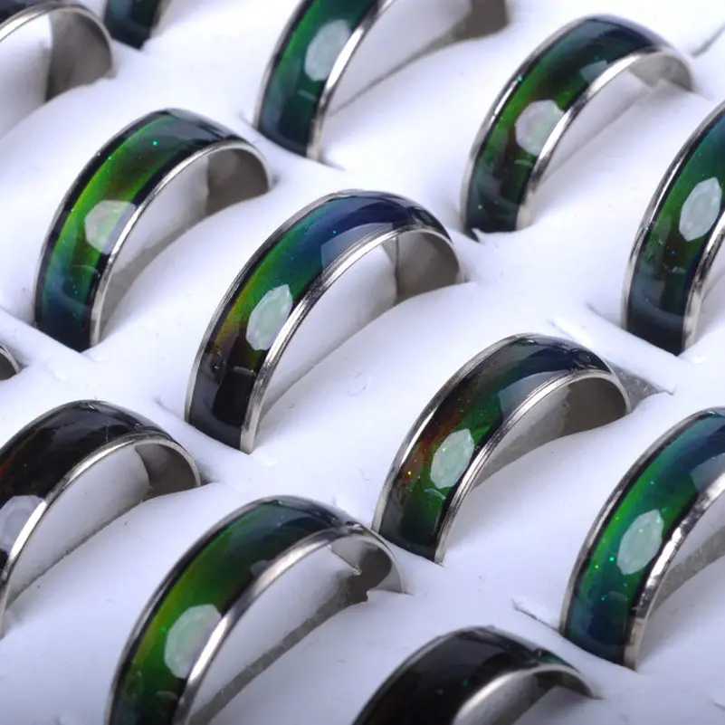 

Sale Anillos Bulks Mixed Change Color Plated Mood Rings Temperature Emotion Feeling For Women/men 100pcs/lot Wholesale