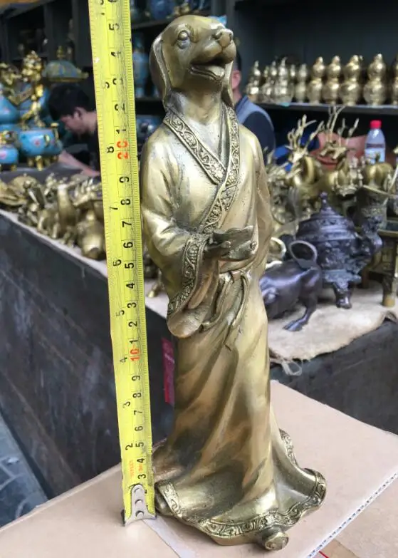 52MM Sammeln China Bronze Tier 12 Sternzeichen Kaninchen Amulett Anhänger Statue
