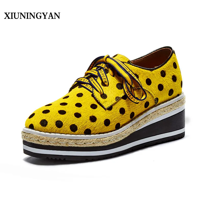 

XIUNINGYAN 2018 Spring New Horsehair Women Flats Shoes Casual Leather Shoes for Women Square Toe 5 Colour Ladies Lace-up Zapatos