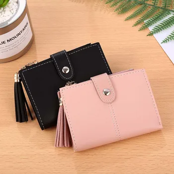 

2019 New Wallets Women Simple Short Wallet Tassel Coin Purse Card Holders Handbagporte monnaie