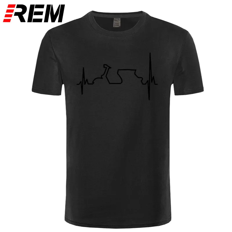 REM хлопковая Футболка забавные Vespa футболки с изображением сердечного ритма для мужчин Harajuku футболка хип хоп футболки Топы Harajuku уличная фитнес - Цвет: black black