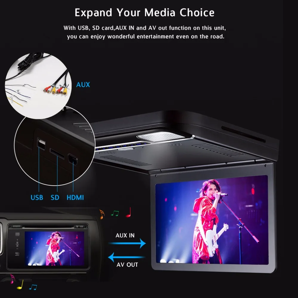  13.3 inch FHD 1080P IPS digital screen car roof mount Monitor DVD player