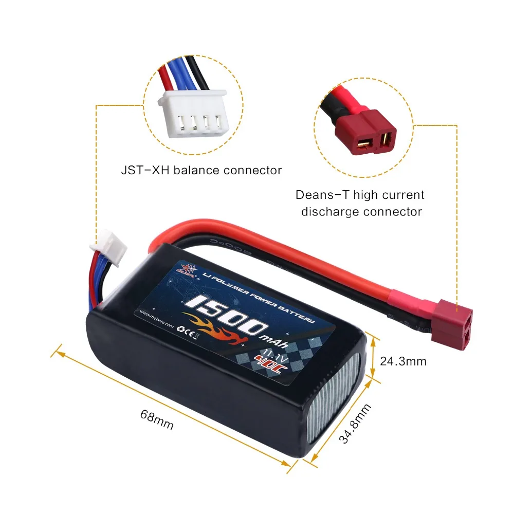 Melasta 11.1 فولت 3 ثانية 1500 مللي أمبير 40C يبو 2 قطع RC بطارية عمداء T المكونات ل RC طائرة مروحية zv و سباق سيارة شاحنة قارب Melasta 11.1 فولت 3 ثانية 1500 مللي أمبير 40C يبو 2 قطع RC بطارية عمداء T المكونات ل RC طائرة مروحية zv و سباق سيارة شاحنة قارب