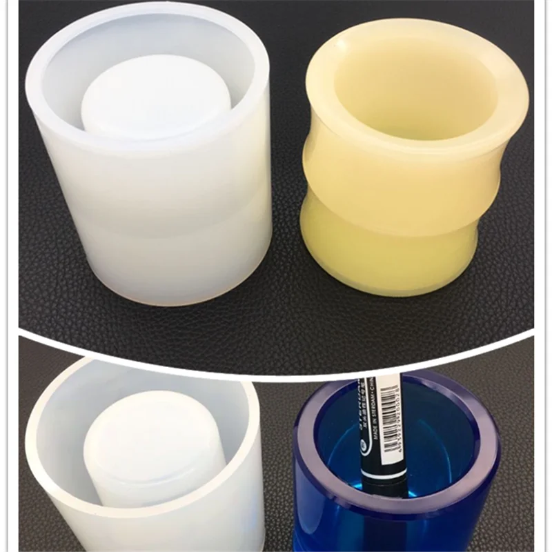 DIY Pen Holder Container Making Molds Round Flower Pot Concrete Planter Silicone Mold Creative Desktop Decoration Craft Mould