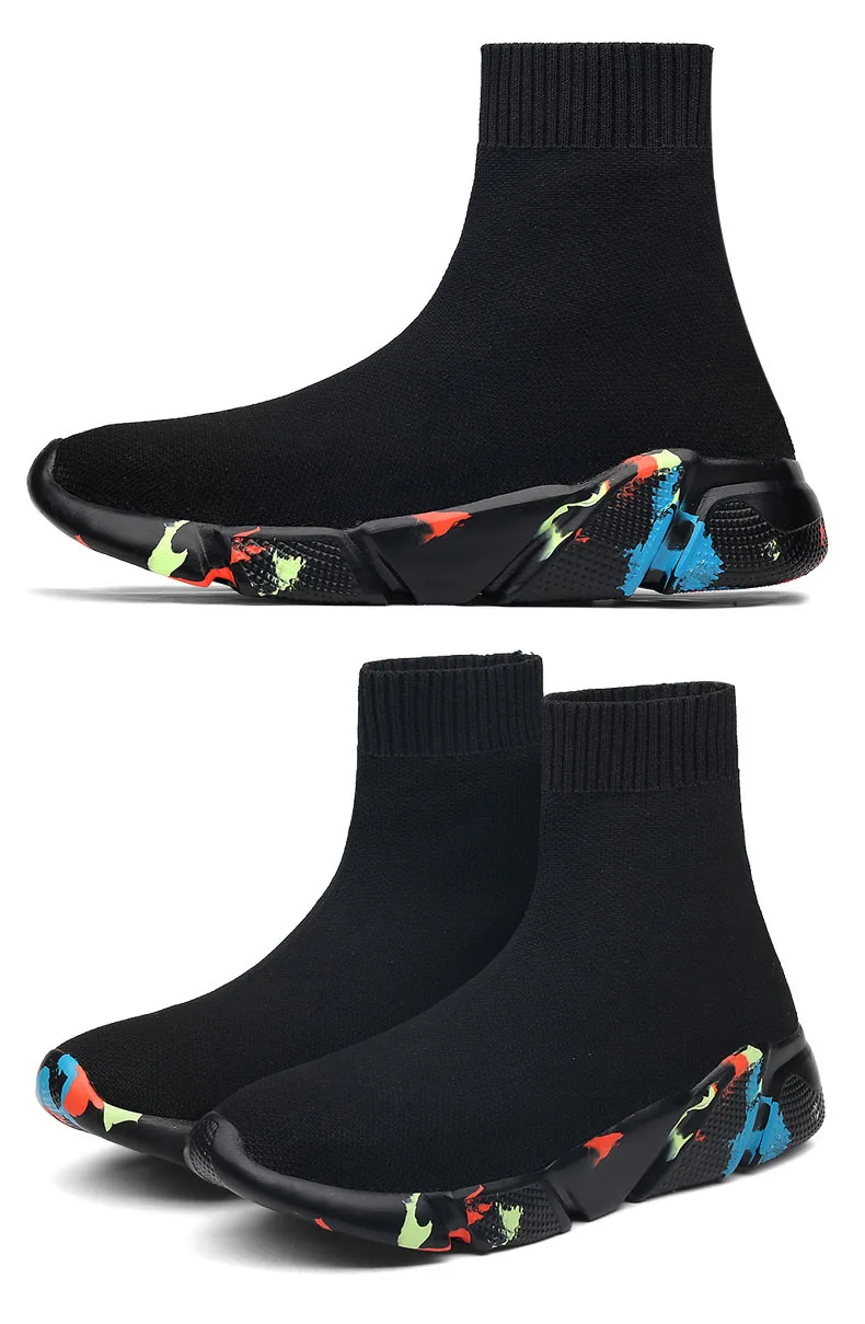 Sneakers Women Men Knit Upper Breathable Sport Shoes Sock Boots Woman Chunky Shoes High Top Running Shoes For Men Women (26)