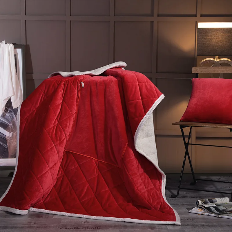 Pure color soft Crystal velvet Sheep cashmere Multifunctional pillow blanket Sofa Office Dual purpose cushion plush throw sheet