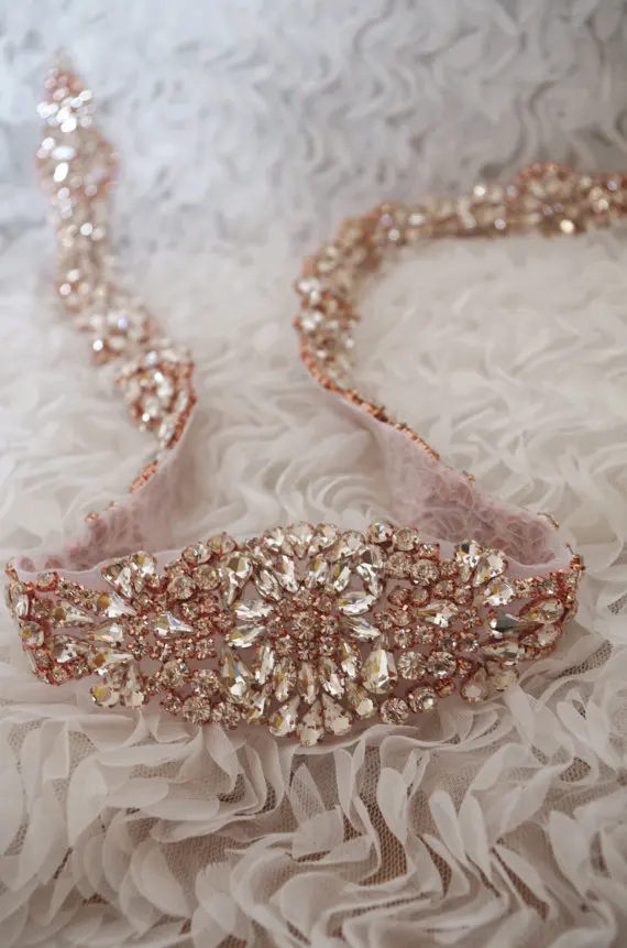 Rose Gold Crystal Sash Lique Rhinestone 2016 New Rose Gold Crystal Sash Lique Rhinestone 2016 New Arrival Best Er Bridal Belt Trim In Rhinestones From Home Garden On