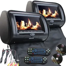 7Inch LCD Dual Screen Portable DVD Player Black Pair of Car Headrest Video Player LCD Monitor/IR Transmitter wit Remote Control