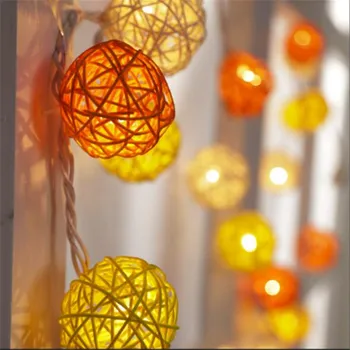 

New 4cm White Orange rattan ball 5M 28led string lights christmas lights indoor decoration fairy lights wedding party decoration