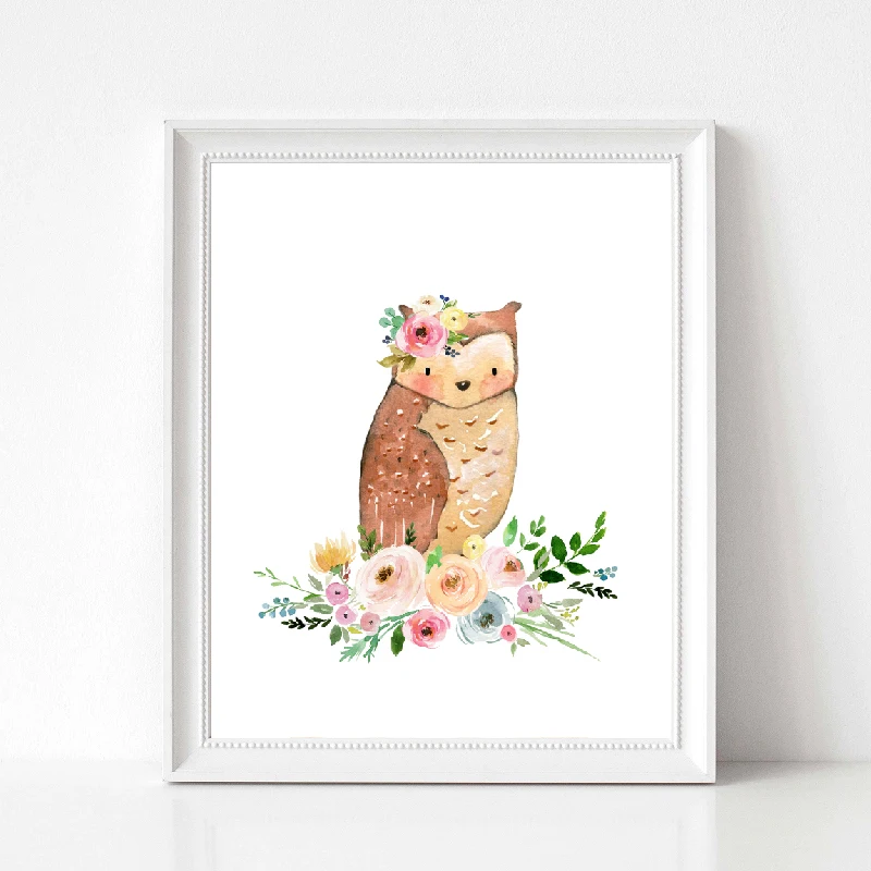 Owl canvas print nursery wall art decor