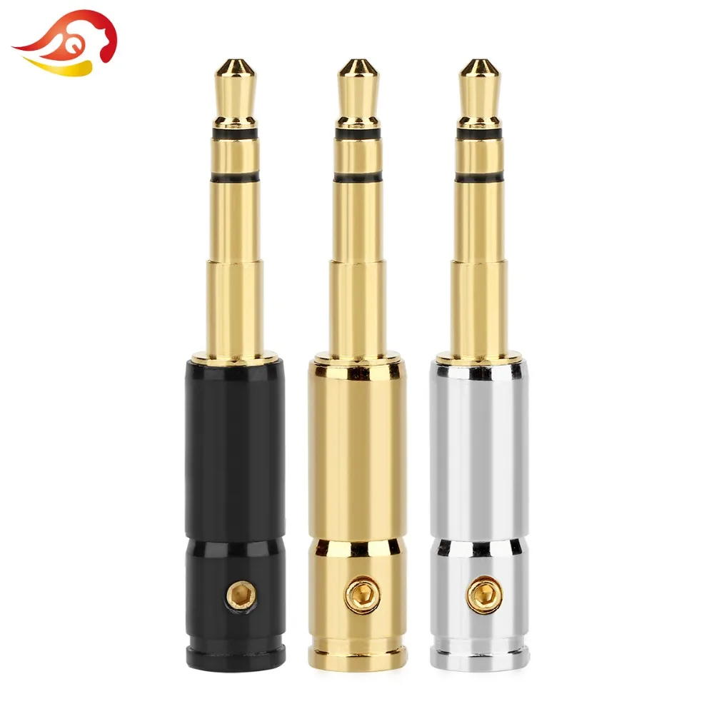 QYFANG 3.5mm 3 Pole Earphone Audio Jack DIY HiFi Headphone Plug Metal Alloy Splice Adapter Gold Plated Solder Wire Connector |