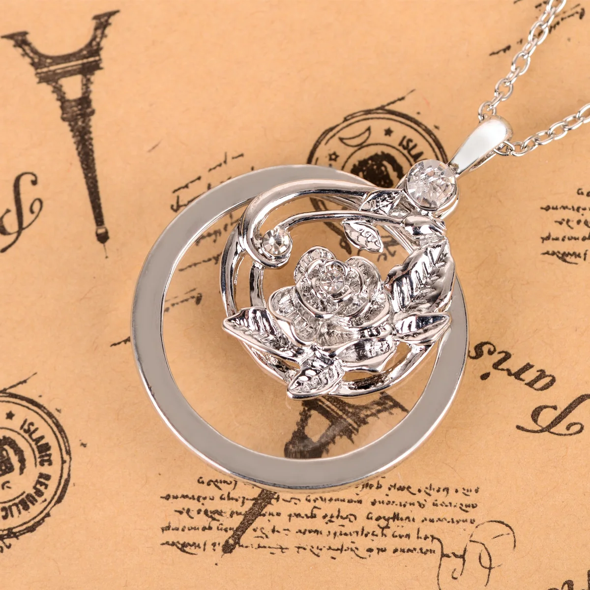 Retro Antique Statement Necklace Shellhard Crystal Cat Magnifying Glass Pendant Long Chain Necklace Fashion Jewelry For Women