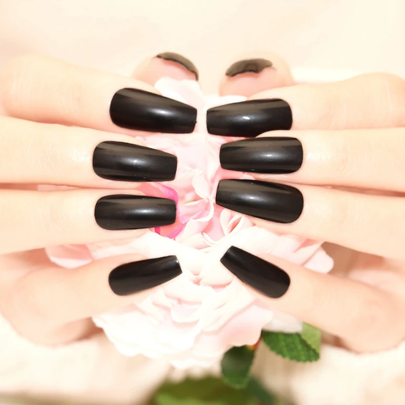Long Coffin False Nails Matte Shiny Acrylic Fake Nail ...