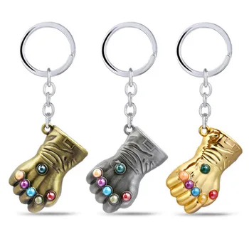 

Marvel Super Hero Figurine Iron man mask Keychain Hand Car Key Ring Thanos Glove Infinity Gauntlet Key Chain pendant kids toys