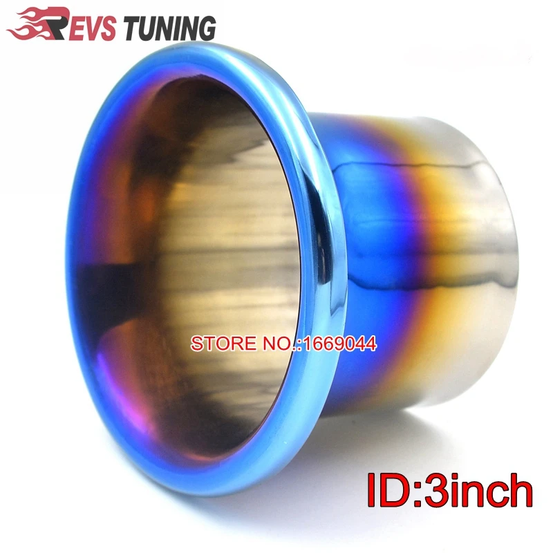 

Universal Fit 76mm 3'' Stainless Steel Blue Car Turbo Cold Air Intake Filter Horn Kit Funnel Air Inlet Velocity Stack Horn Kit