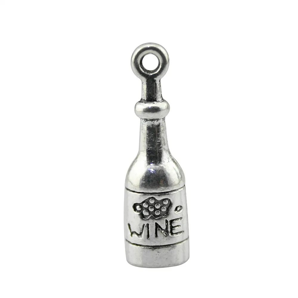 4pcs 3D Grape Wine Bottle Pendant For Jewelry Making 2 Colors 3D Wine