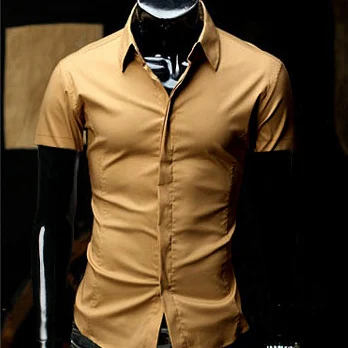 Летний бренд плюс размер Роскошная повседневная мужская рубашка 8 цветов приталенная с коротким рукавом модная Camisa Masculina M-3XL - Цвет: Khaki