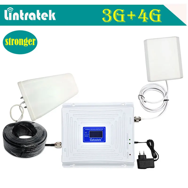 Lintratek 2G GSM 1800 3G 2100 LTE 1800 Cellular Signal Booster Dual