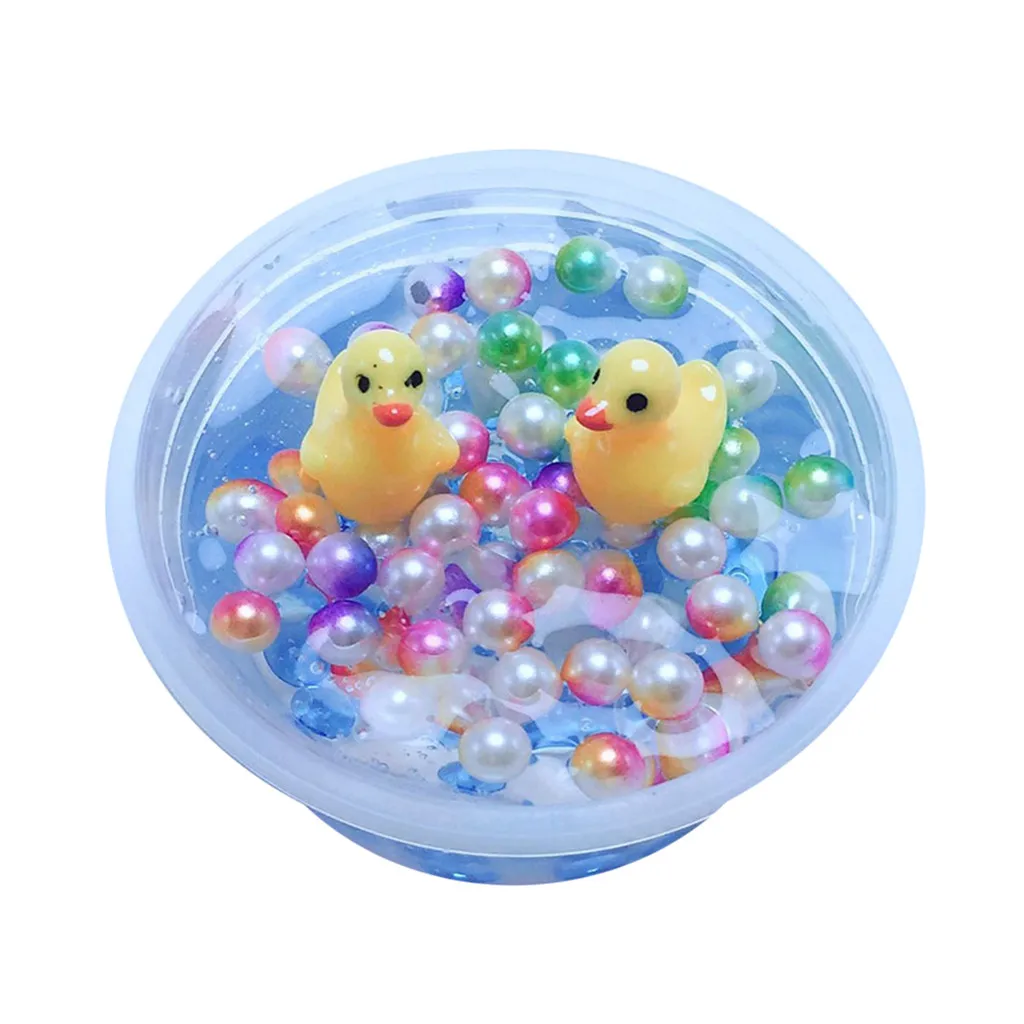 

Glamour cute duck color colored pearl mucus decompression child kid funny toy small yellow duck crystal mud dreamy color toy mud