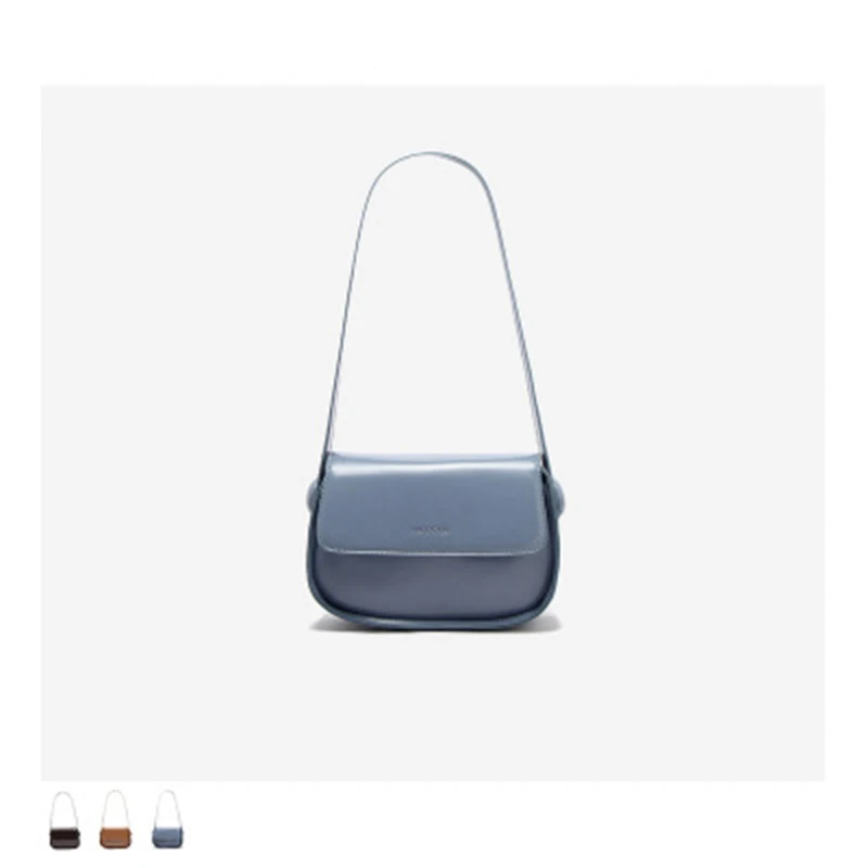 

New saddle handbags Pure color button large flip portable shoulder bag