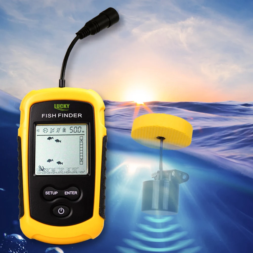 

LUCKY FF1108 - 1 Portable Fish Finder Wired Sonar Sensor Fish Finder Transducer Detector With Green LED For Fishing