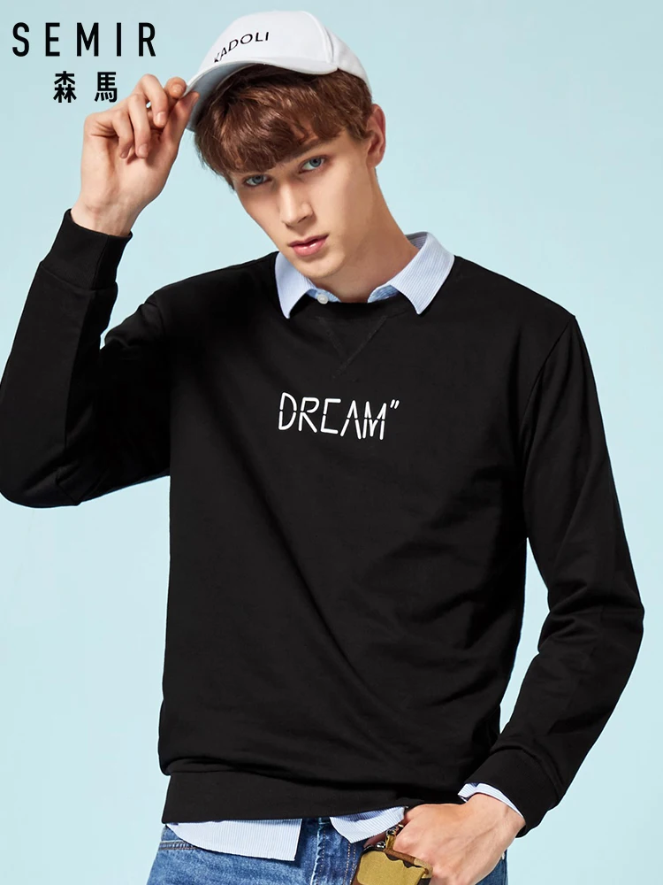 

SEMIR Mens Sweatshirt Men Pullover Hoodies Sweatshirt with Ribbed Crewneck and Cuffs and Hem Shoulder Sweatshirts Tops