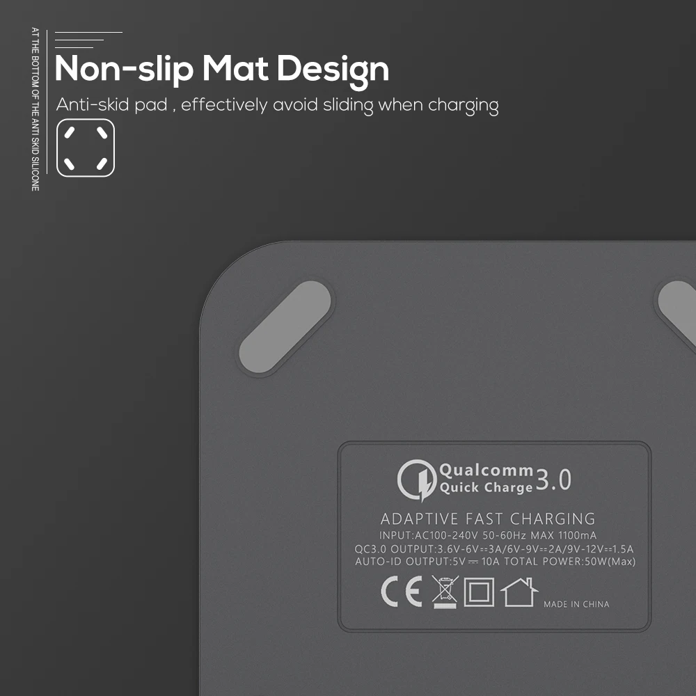 TOPK B829Q 8 Port 50W Quick Charge 3.0 USB Charger for iPhone Samsung Xiaomi Huawei EU US UK AU Plug Desktop Fast Phone Charger