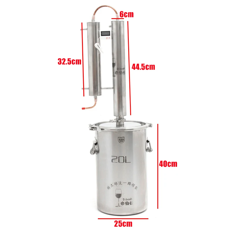 Прочный 12/20/35L DIY этанола спирта дистиллятор домашнего пивоварения до сих пор, Самогонный аппарат для изготовления вина инструменты котел