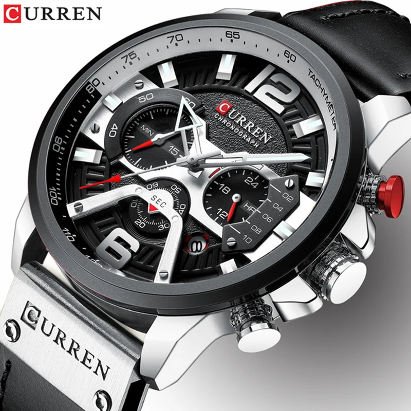 CURREN Sports Wrist Watch Men Luxury Waterproof Relogio Masculino Fashion Brand Military Men's Wristwatch Quartz Black White