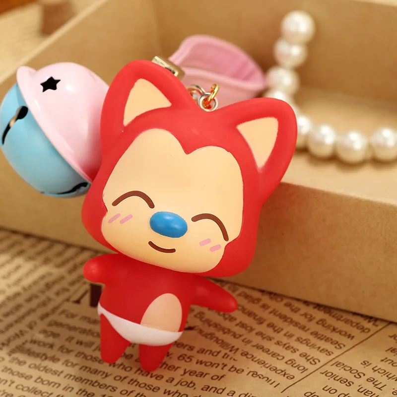 Anime Cute Fox Keychain With Bell Key Ring Bikini Crayon Shin Chan
