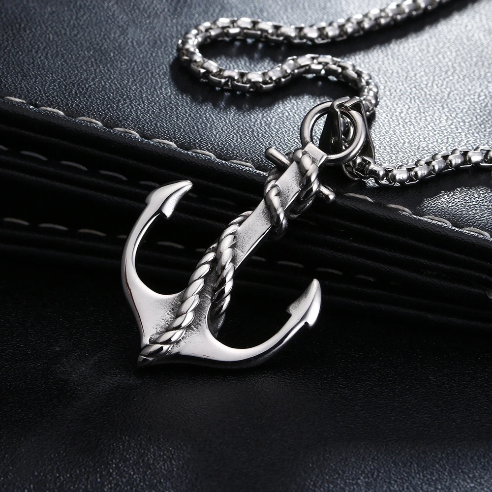 

Punk Men Titanium Steel Pendants Chain Anchor Necklace Cross Men Women Stainless Fashion Jewelry Gift