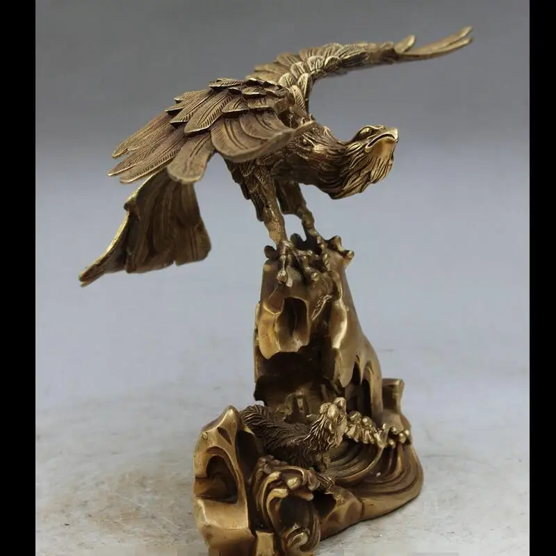 

Free Shipping zhaorui48843284+ +14" Chinese Brass Decoration FengShui Fly Wing Eagle Hawk lanneret Bear Statue