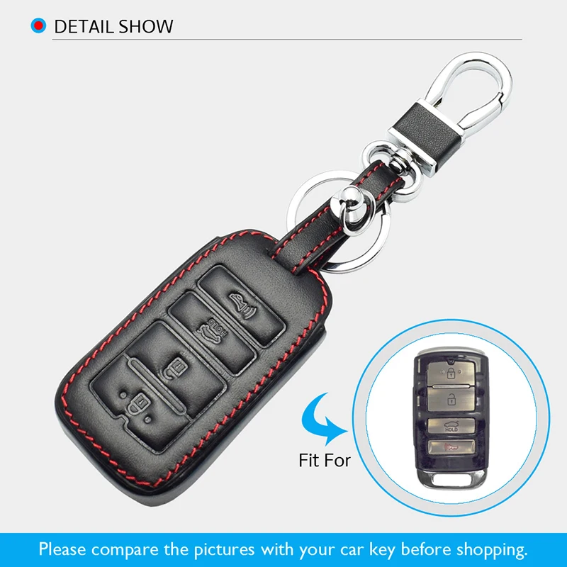 

Controller Protective PU Leather Soft Remote Key Case Pad Holder Chain For Kia Sorento K900 Fold Car