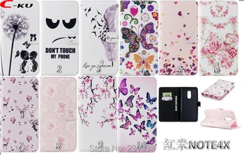

C-ku Relief Cartoon Wallet Leather TPU Pouch Case For Xiaomi Redmi NOTE 4X 5A Flower Bear Stand Don't Touch My Phone Cover 50pcs