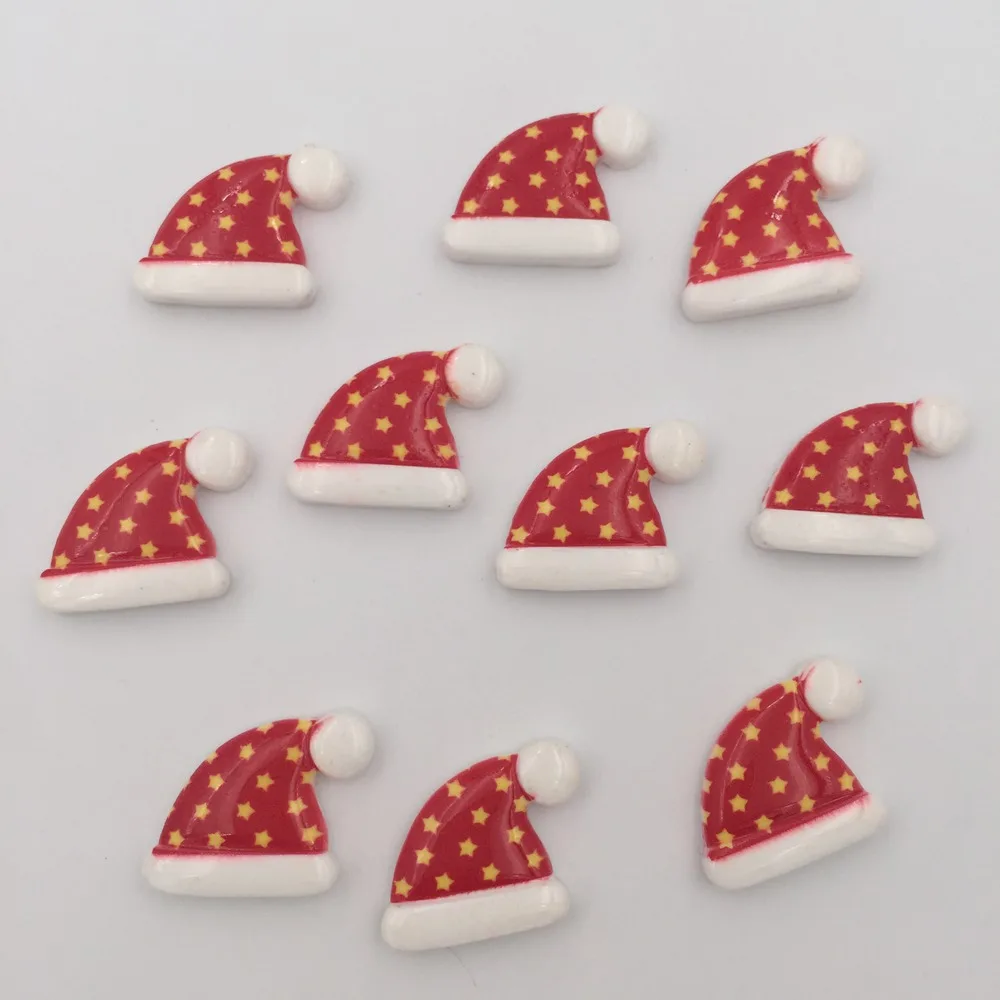 

DIY 100PCS Resin Hand Painting Christmas Hat Flatback Stone/Children Scrapbook Crafts K064*10