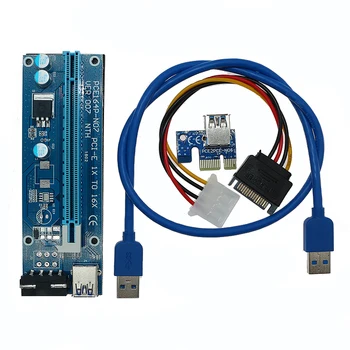 

Wholesale USB 3.0 PCI-E Riser Express 1X 4x 8x 16x Extender Riser Adapter Card SATA 15pin Male to 6pin Power Cable