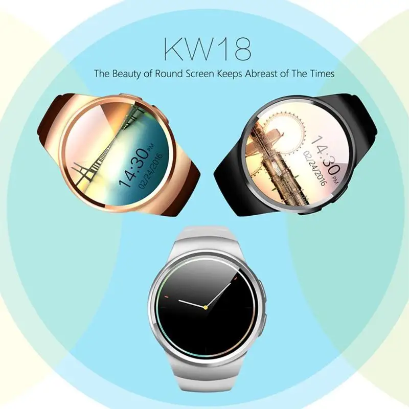 

KW18 1.3 inch OGS Screen Bluetooth Smart Watch for iOS Android Heart Rate Sleep Monitor Bracelet Smart Watch Support SIM TF Card