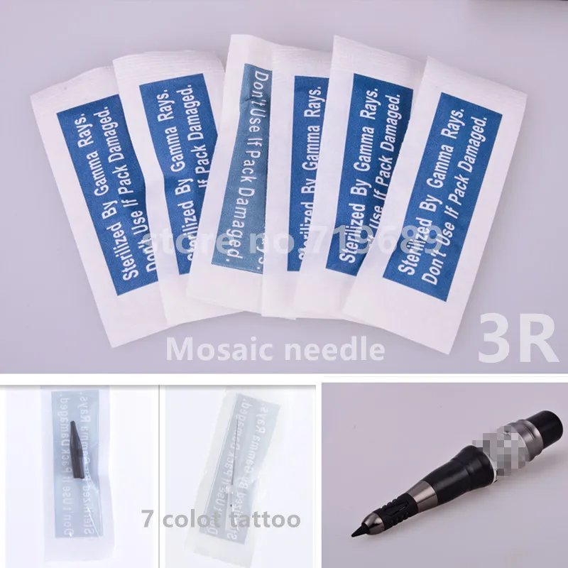 

100Pcs 3 PRONG ROUND NEEDLES and needle cover For Deluxe Mosaic Machine Gun Permanent Makeup Eyebroe Tattoo Needles