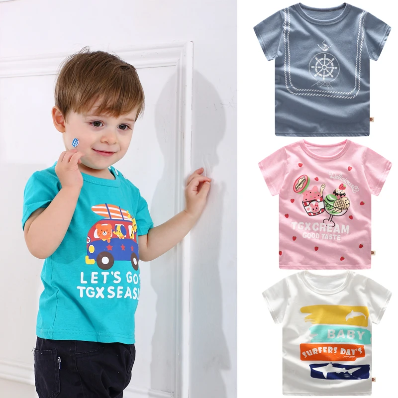Summer Kids Boys T Shirt Crown Print Short Sleeve Baby Girls T-shirts Cotton Children T-shirt O-neck Tee Tops Boy Cloth DS19 | Детская