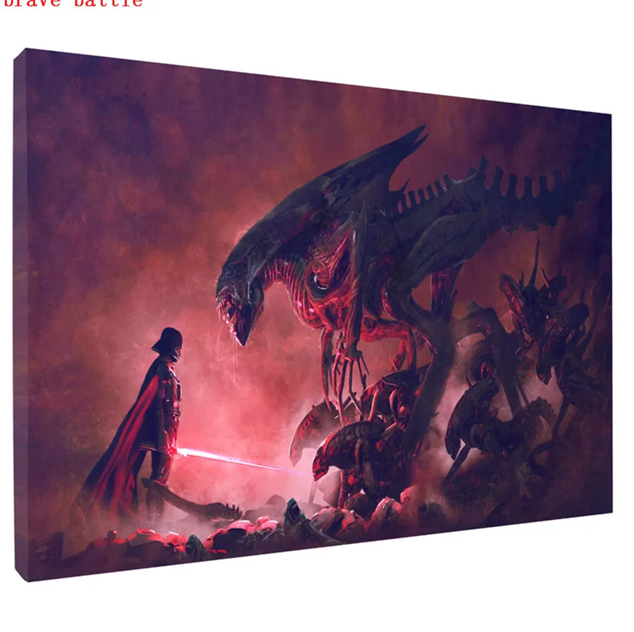 

Aliens Vs Darth Vader Star Wars Canvas Painting Print Living Room Home Decor Modern Wall Art Oil Painting Poster