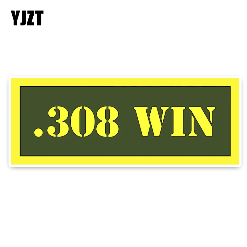 

YJZT 13CM*4.9CM Gun Safety Hunting .308 WIN Ammo High Quality Car Sticker Decals PVC 5-0067