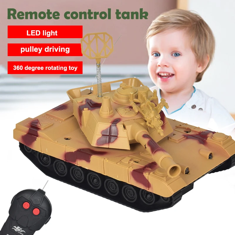 

Electric Tank Remote Control Tank Army Green Brown Tank Model Tank Toy LED Intelligence Plastic Novel Interesting Boy Toy