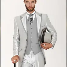 Серебряный лацкан с острым носком, на одной пуговице, для торжественной свадьбы, 3 предмета(куртка+ штаны+ галстук+ жилет), модный, Terno Masculino Custume Hoome Noble