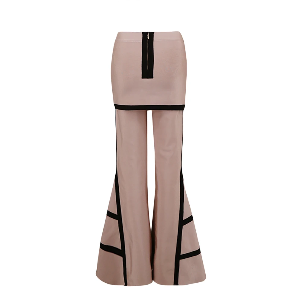 Nueva Longitud Celebridad 2019 Pantalones Completa Llegada Pantalón Vendaje Flare Beige Caqui Moda Mujeres De Fiesta Rayas 7XdBwxdpq