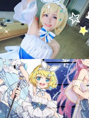 Аниме! Vocaloid Kagamine Rin/Len Snow Miku 10th anniversary живое платье красивая форма косплей костюм новинка