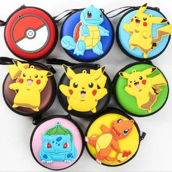 

2017 Cartoon Pokemon Pikachu Round Headset Coin Purse Women Cute Zipper Change Purse Wallet Pouch Bag For Kids Girl Gift