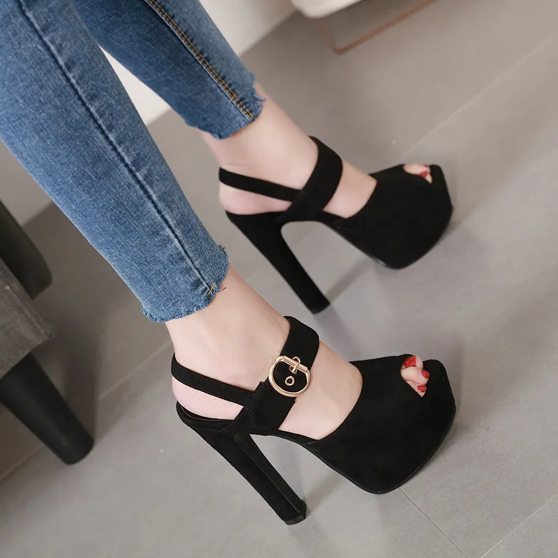 

LTARTA Women Sexy 2019 New high-heeled Waterproof Platform Word Buckle Thick With high-heeled Sandals Sexy Women JXQ-639-12