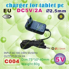 2 шт. [C004] 2,5 мм/5 V, 2A/EU Разъем Электропитания(Европа Стандартный); Зарядное устройство или адаптер питания для планшетных ПК; Для мобильного телефона; для электронной книги; mp3; dvr; Очки виртуальной реальности vr